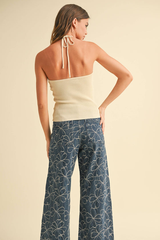 SWEATER KNIT DETAILED FRONT TOP
