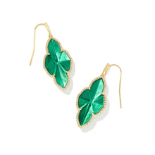  ABBIE GOLD PAVE FRAME DROP EARRINGS in green illusion