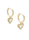 ARI HEART HUGGIE GOLD EARRINGS in dichroic glass