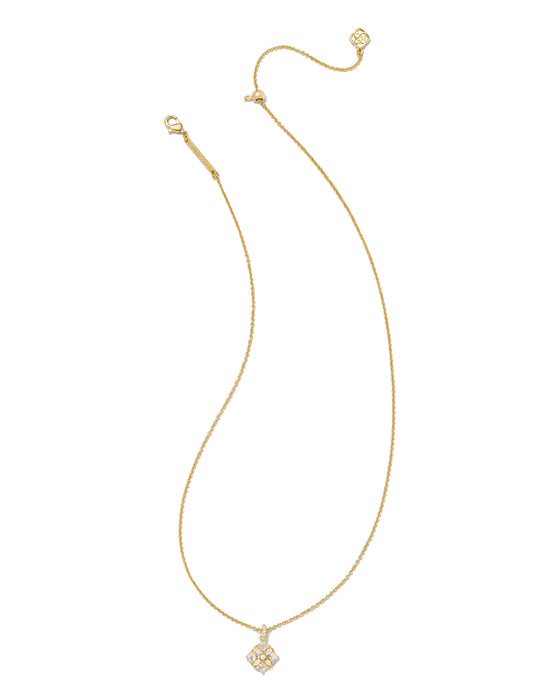 DIRA CRYSTAL PENDANT NECKLACE in gold white crystal