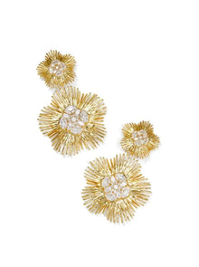  DIRA GOLD CRYSTAL STATEMENT EARRINGS in white mix