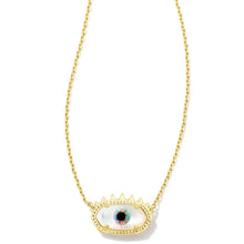  ELISA EVIL EYE SHORT NECKLACE PENDANT in ivory mother of pearl