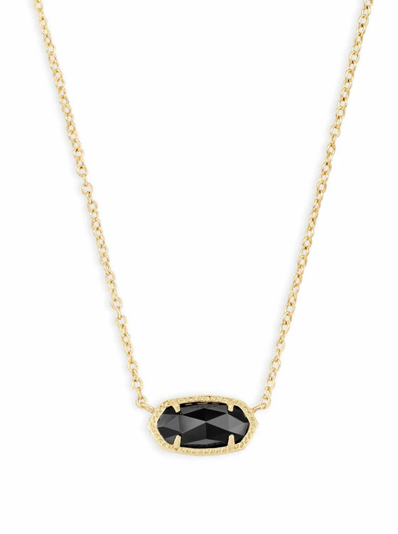 ELISA GOLD PENDANT NECKLACE in black