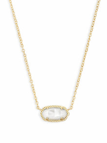  ELISA GOLD PENDANT NECKLACE in ivory mother of pearl