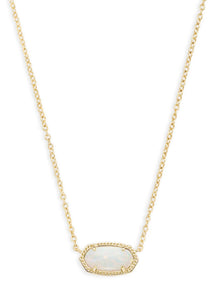 ELISA GOLD PENDANT NECKLACE in white opal