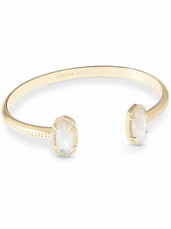 ELTON GOLD CUFF BRACELET in ivory mother of pearl