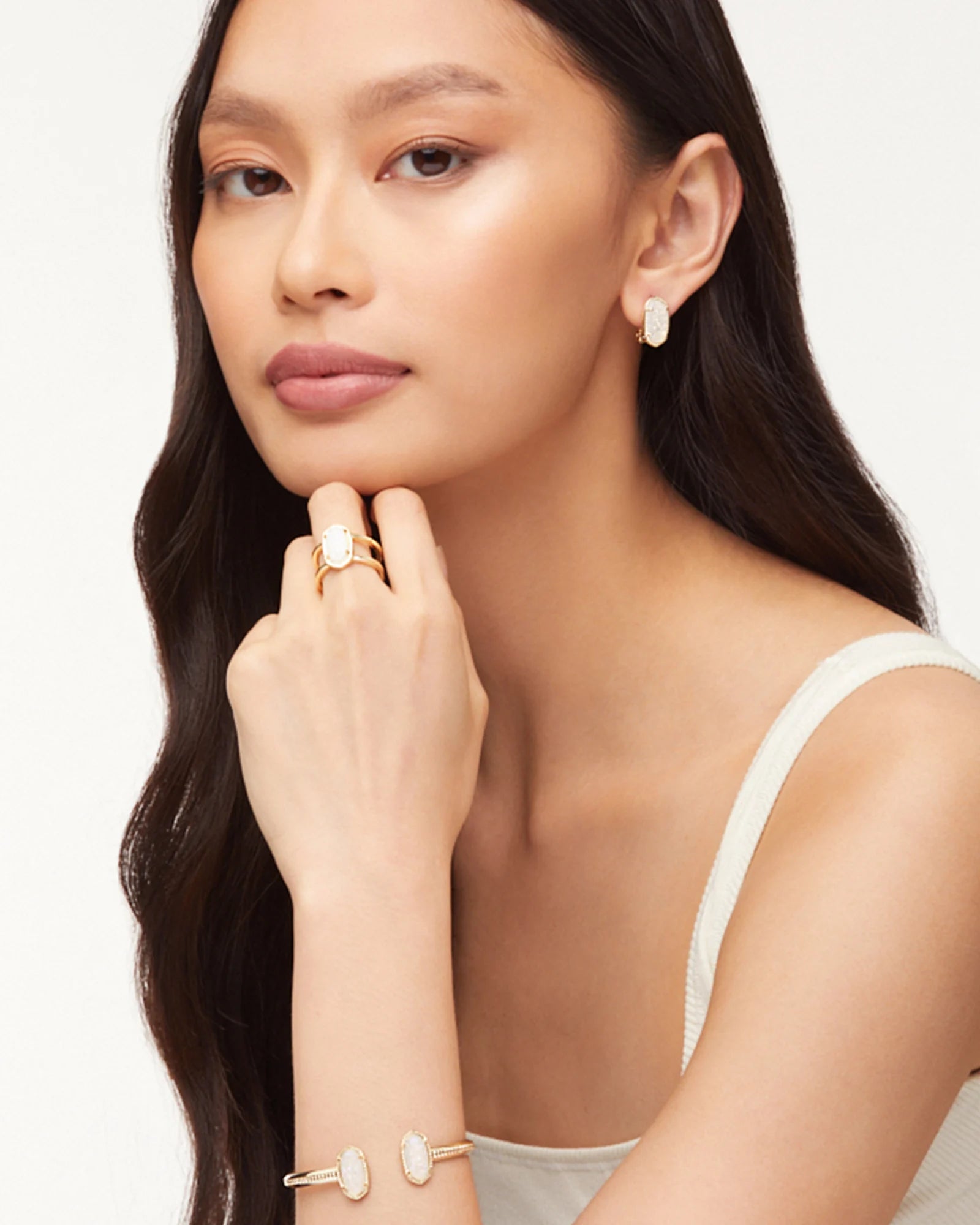 ELTON GOLD CUFF BRACELET in iridescent drusy