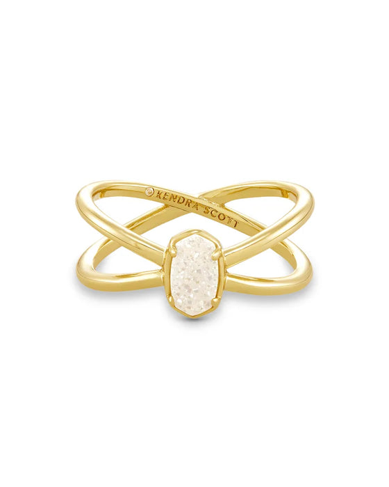 EMILIE DOUBLE BAND RING in gold iridescent drusy