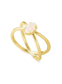  EMILIE DOUBLE BAND RING in gold iridescent drusy