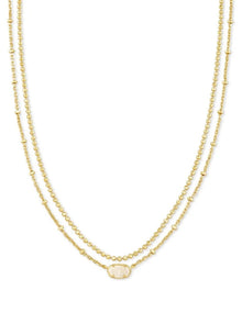  EMILIE DOUBLE STRAND GOLD NECKLACE in iridescent drusy
