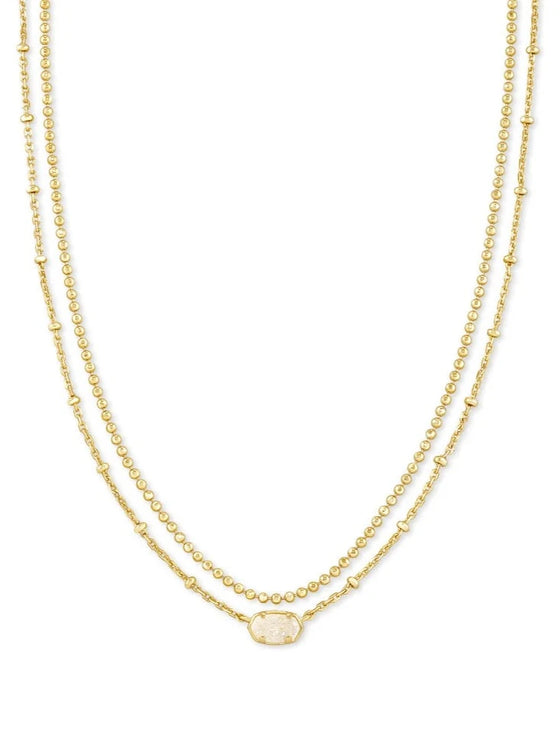 EMILIE DOUBLE STRAND GOLD NECKLACE in iridescent drusy