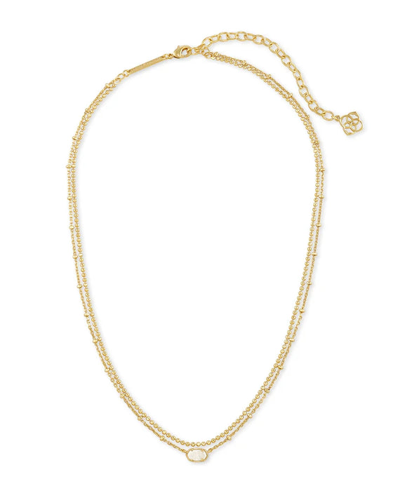 EMILIE DOUBLE STRAND GOLD NECKLACE in iridescent drusy