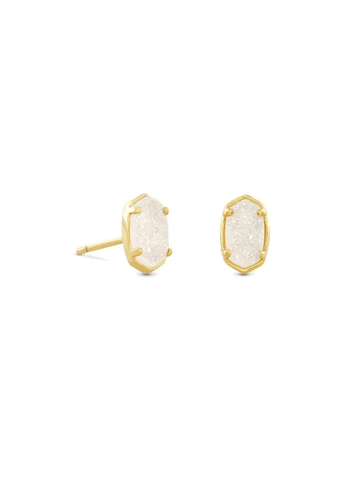 EMILIE STUD EARRINGS in gold iridescent drusy