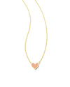 FRAMED ARI HEART PENDANT GOLD NECKLACE in light pink drusy