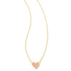 FRAMED ARI HEART PENDANT GOLD NECKLACE in light pink drusy