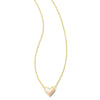 FRAMED ARI HEART PENDANT GOLD NECKLACE in white opalescent resin