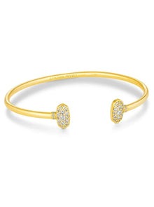  GRAYSON GOLD CRYSTAL CUFF BRACELET in white crystal