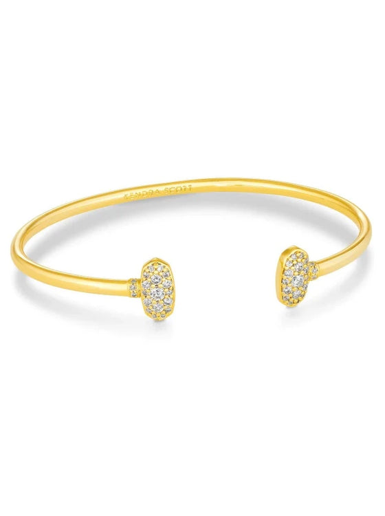 GRAYSON GOLD CRYSTAL CUFF BRACELET in white crystal