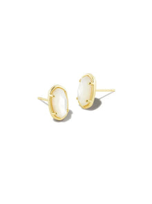  GRAYSON STUD GOLD EARRINGS in ivory mother of pearl
