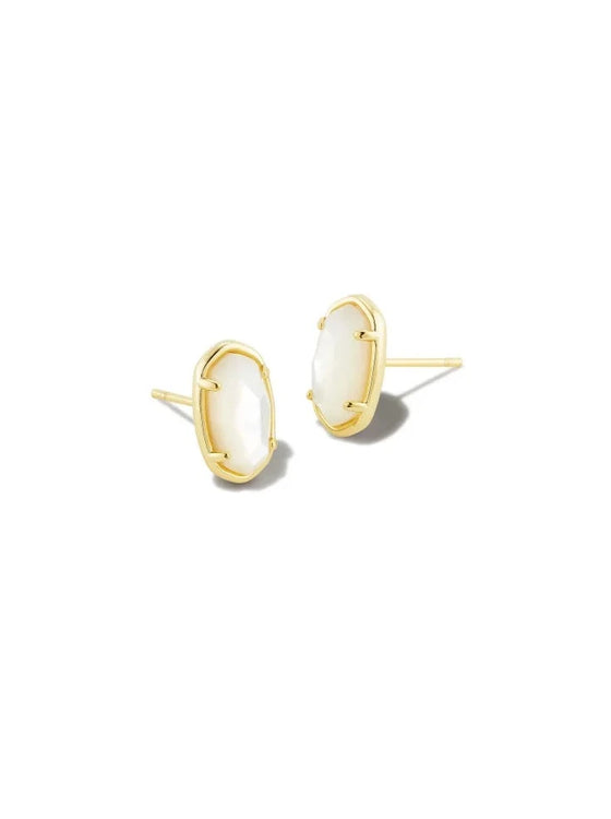 GRAYSON STUD GOLD EARRINGS in ivory mother of pearl