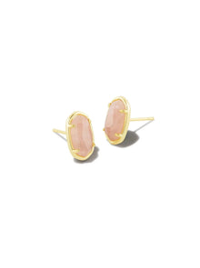  GRAYSON STUD GOLD EARRINGS in rose quartz