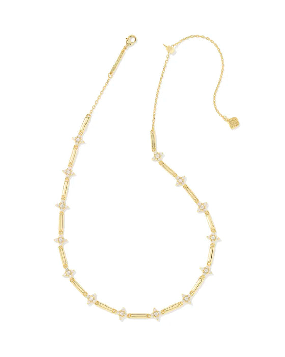 HOLLAND STRAND NECKLACE in gold white crystal