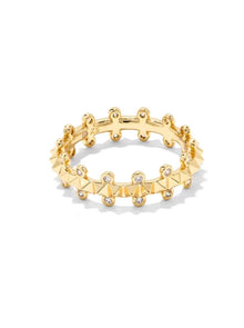  JADA GOLD BAND RING in white crystal
