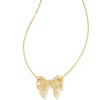 KRISTA BOW SHORT PENDANT NECKLACE in gold white mix