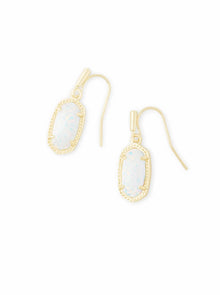  LEE GOLD DROP EARRINGS in white opal