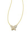 LILLIA CRYSTAL BUTTERFLY GOLD NECKLACE in white crystal