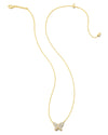 LILLIA CRYSTAL BUTTERFLY GOLD NECKLACE in white crystal