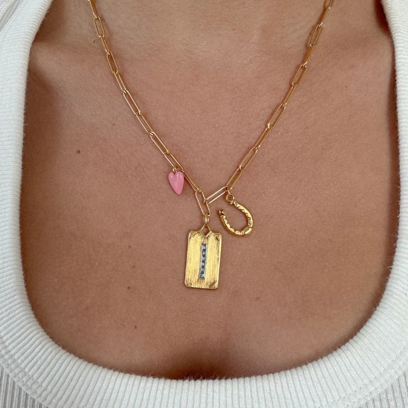 HART Gold Lurex Bracelet w/ pink enamel heart charm