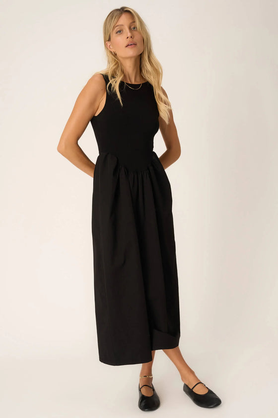 CORRINE MIXED MEDIA TWIST BACK DRESS