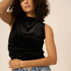 ON REPEAT RUCHED SIDE VELVET TANK