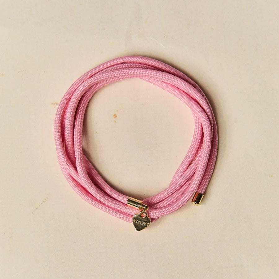 HART Pink Sherbet Cord Necklace w/ clear bezel charm