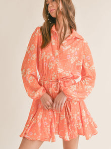 AURORA FLARE SHIRT DRESS w/ BRAIDED TIE