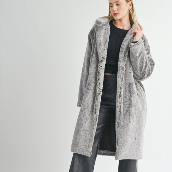 TWO TONE VEGAN FUR COAT