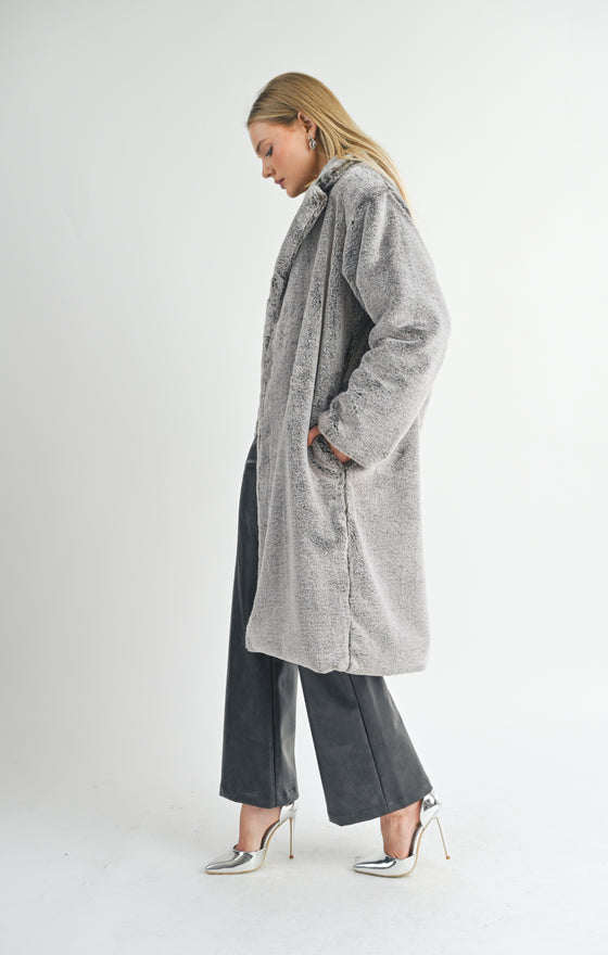 TWO TONE VEGAN FUR COAT