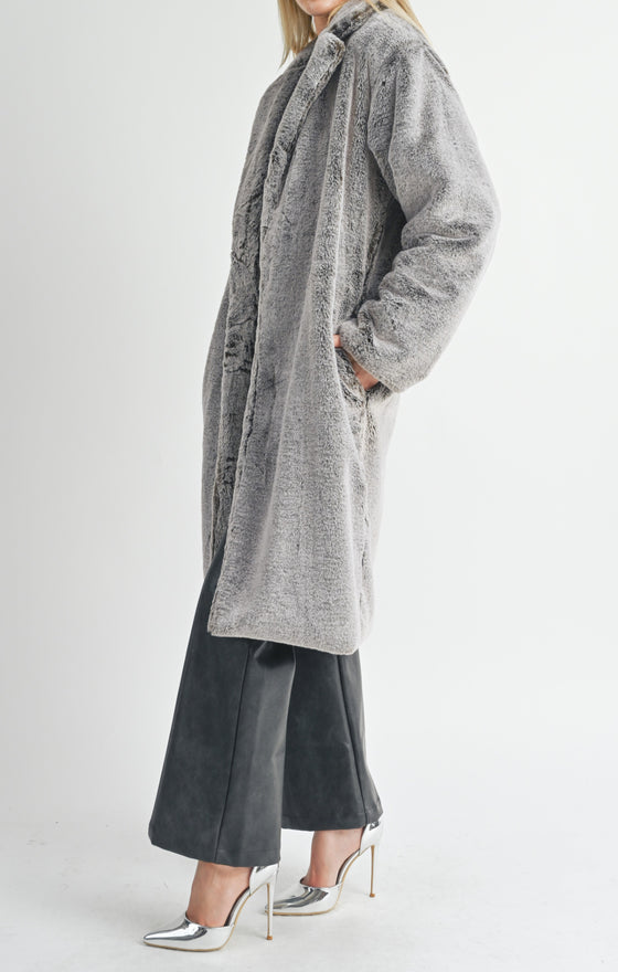 TWO TONE VEGAN FUR COAT