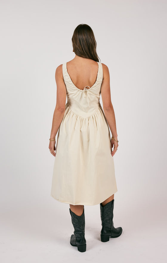 TOWNHOUSE CORSET PRAIRIE STYLE MIDI DRESS