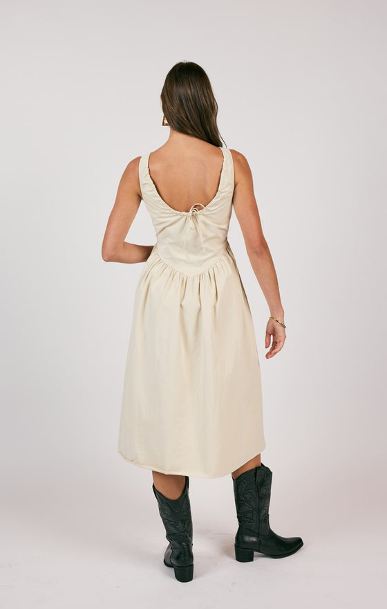 TOWNHOUSE CORSET PRAIRIE STYLE MIDI DRESS