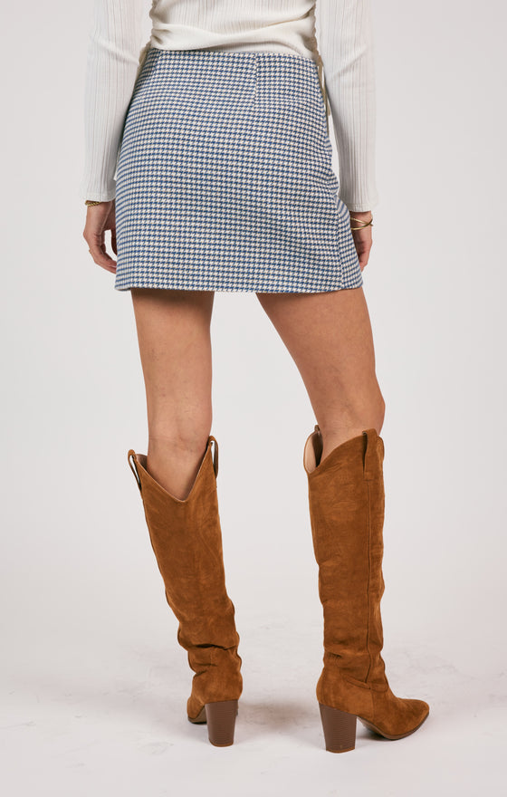 JOURNALING HOUNDSTOOTH MINI SKIRT