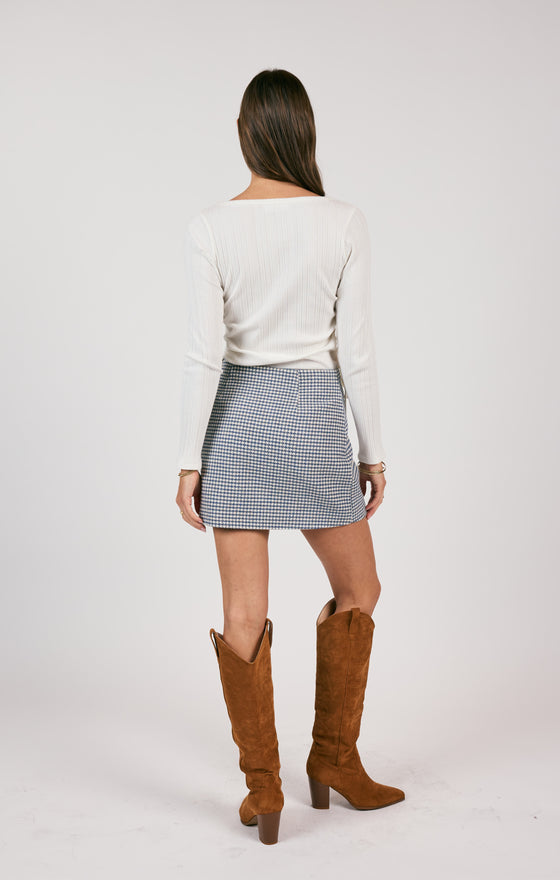 JOURNALING HOUNDSTOOTH MINI SKIRT