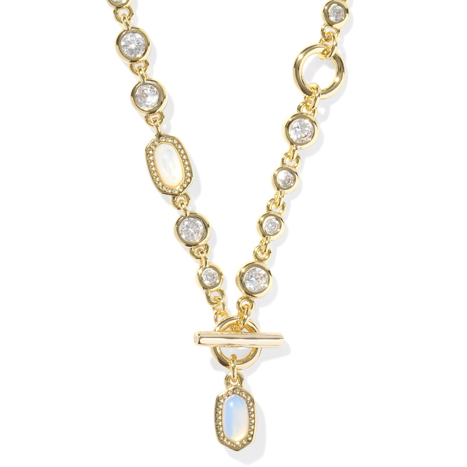 MINI ELISA ABBIE GOLD STRAND NECKLACE in white mix