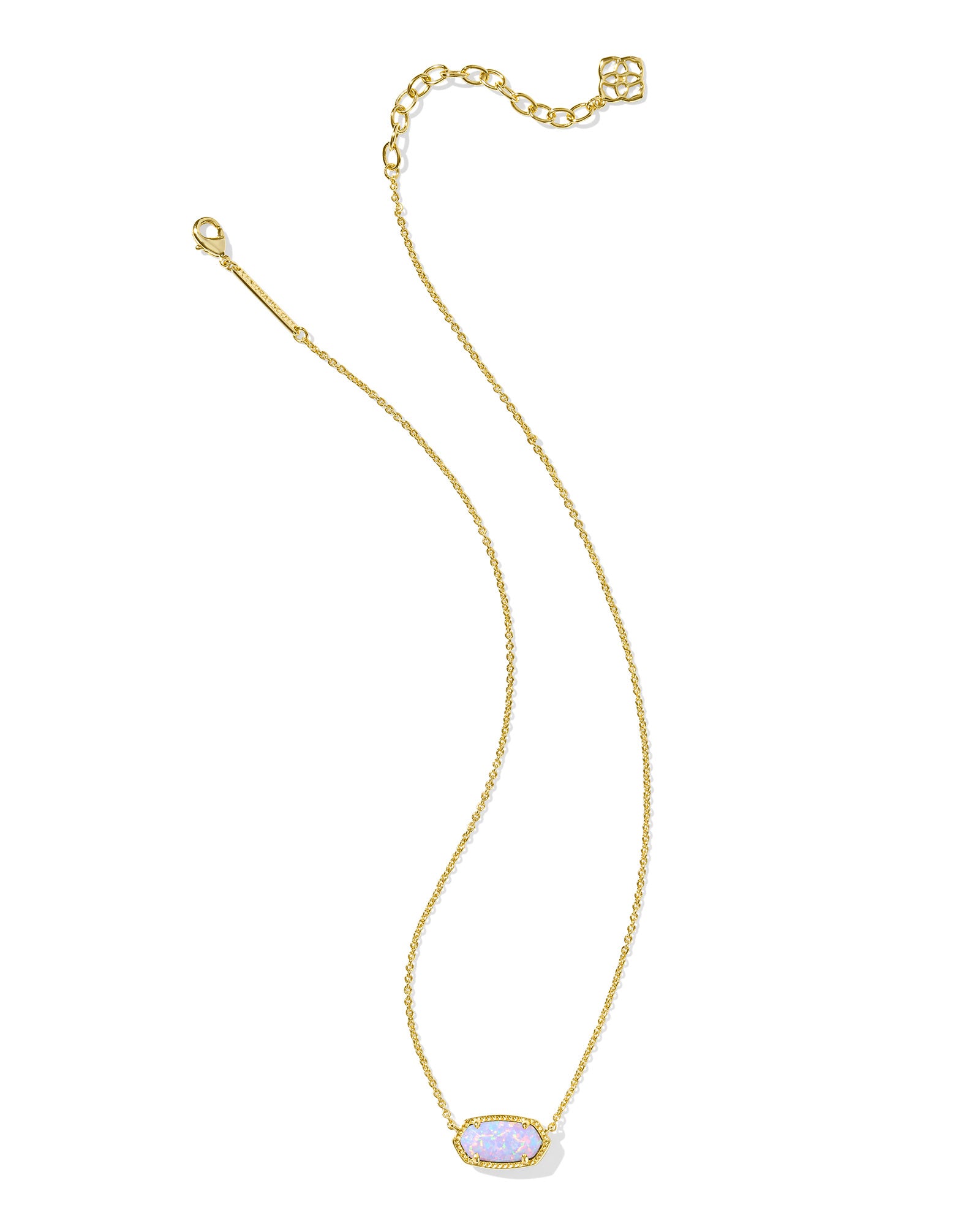 ELISA SHORT PENDANT GOLD NECKLACE in lilac kyocera opal