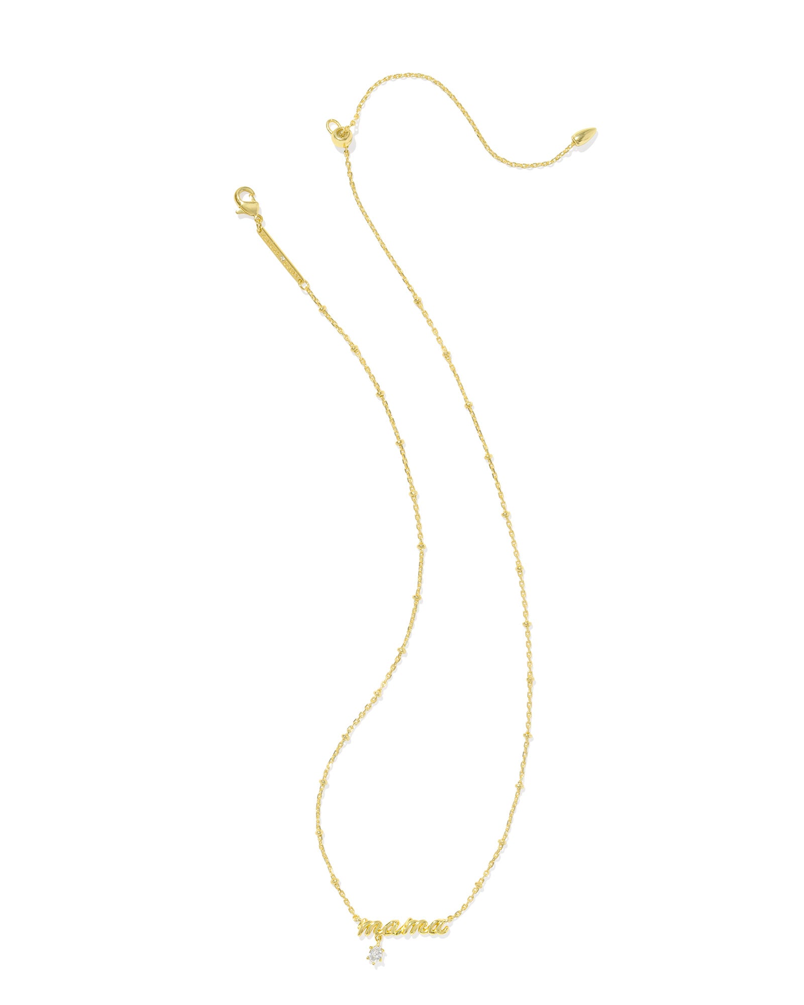 MAMA CRYSTAL SHORT PENDANT GOLD NECKLACE in white crystal