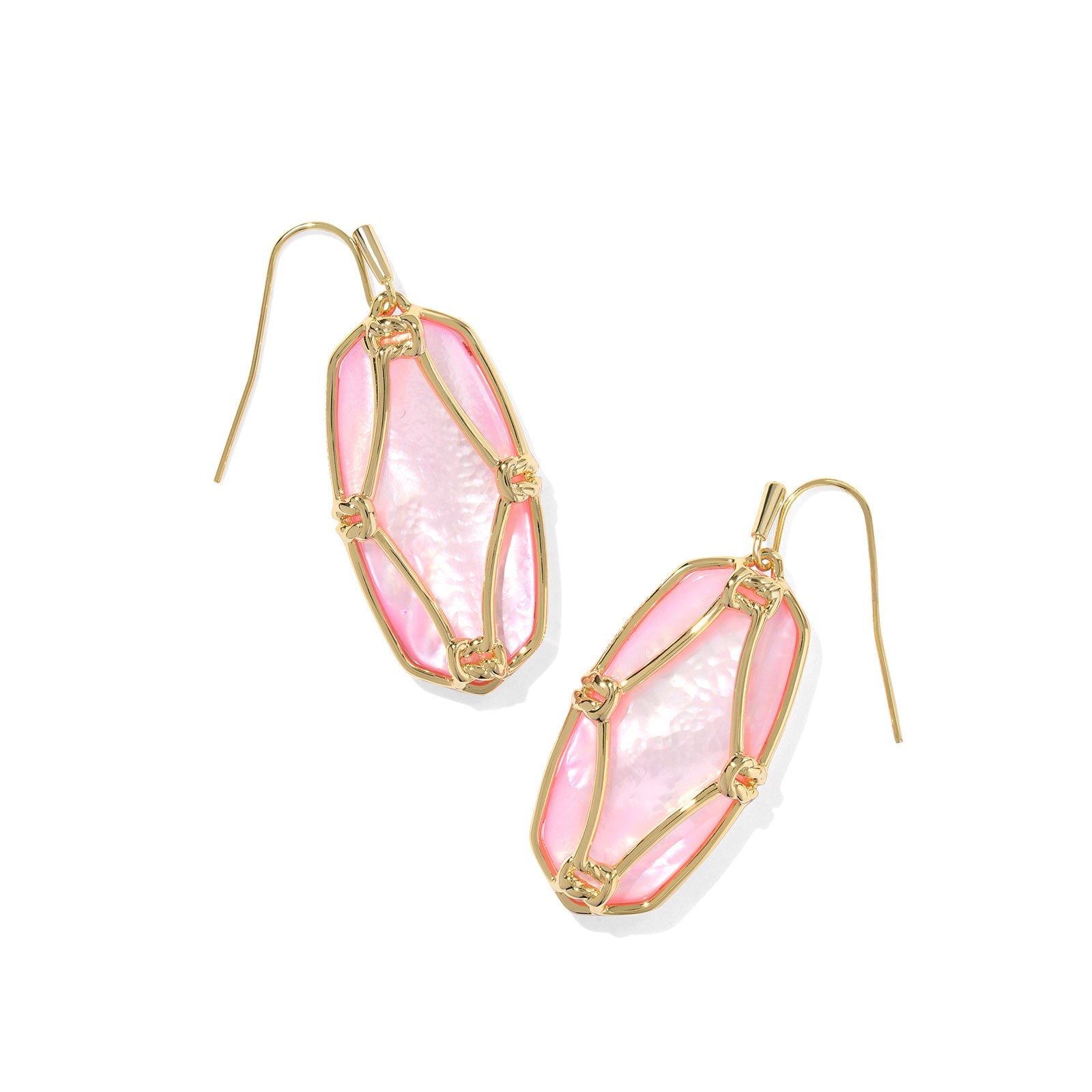 ELLE LATTICE FRAME DROP EARRINGS in blush ivory mother of pearl