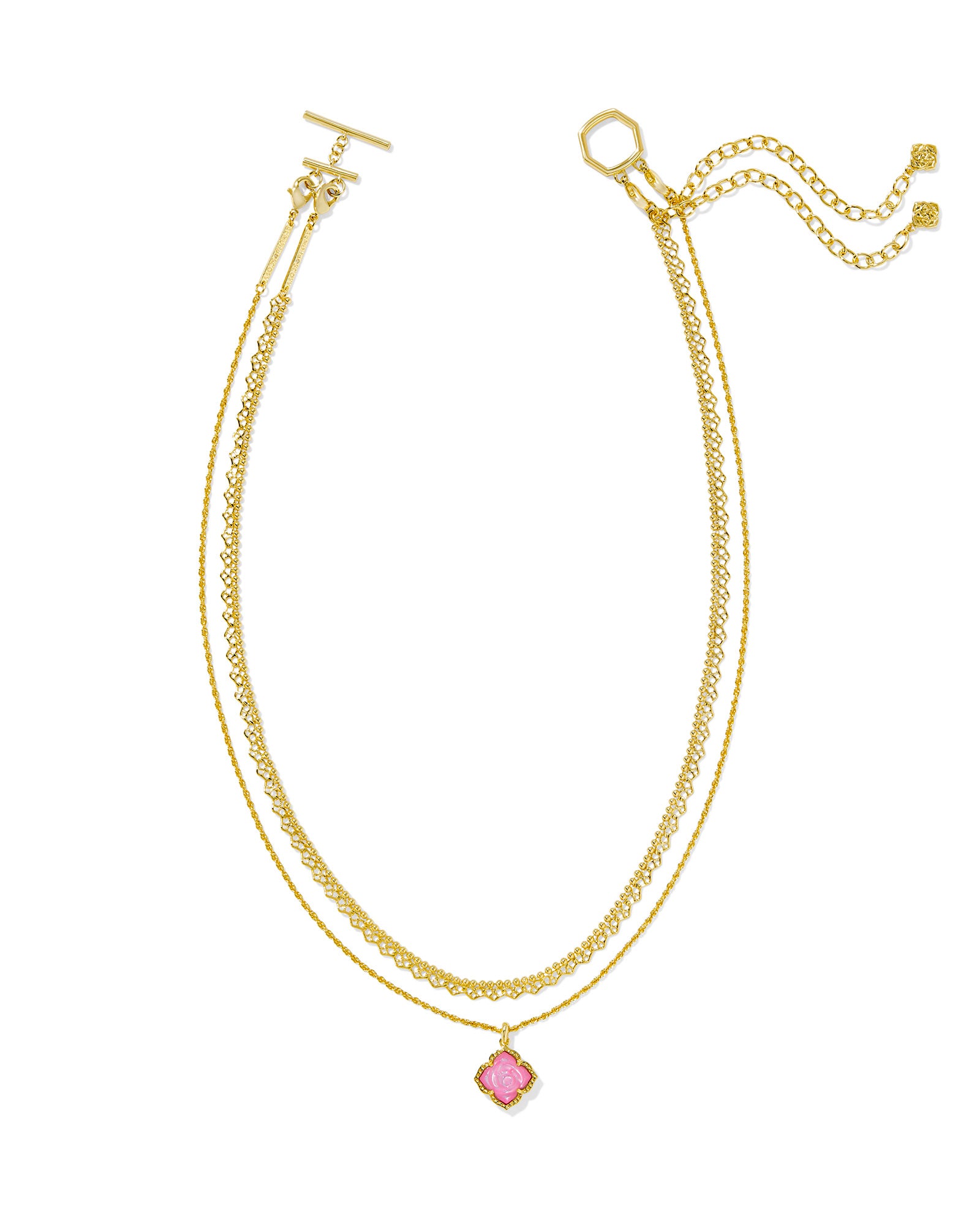 MALLORY ROSE MULTI STRAND GOLD NECKKACE in blush ivory mother of pearl