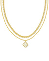 MALLORY ROSE MULTI STRAND GOLD NECKLACE in ivory mother of pearl