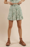 PALM WHISPERS ELASTIC WAIST MINI SKIRT